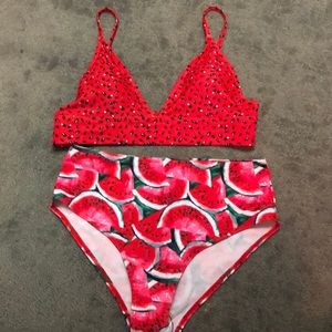 Watermelon high-waisted bikini